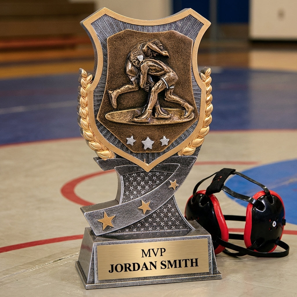 Personalized Wrestling Trophy 6" - Custom Engraved SA for Team, Coach & MVP - View 3