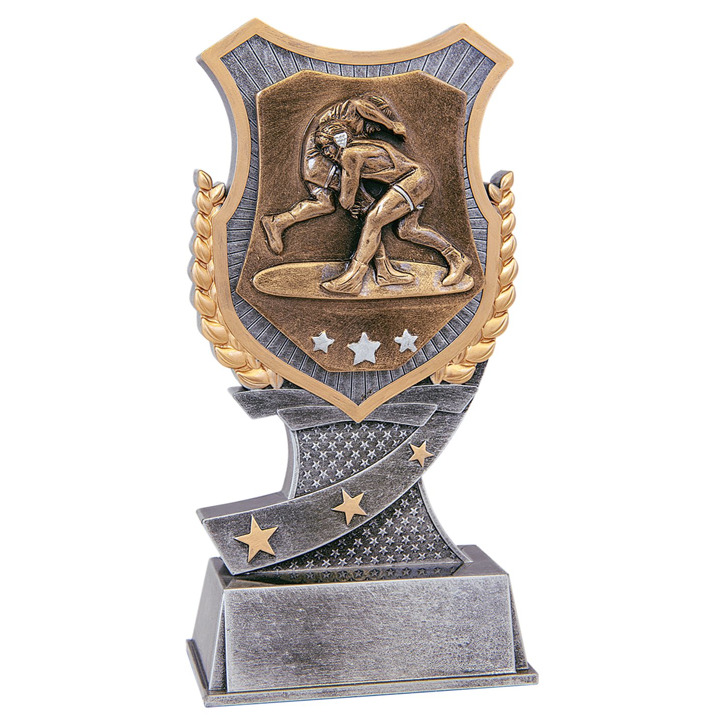 Wrestling Champion Award Trophy with Star Base and Laurel Accents - Perfect for Youth and High School Wrestlers