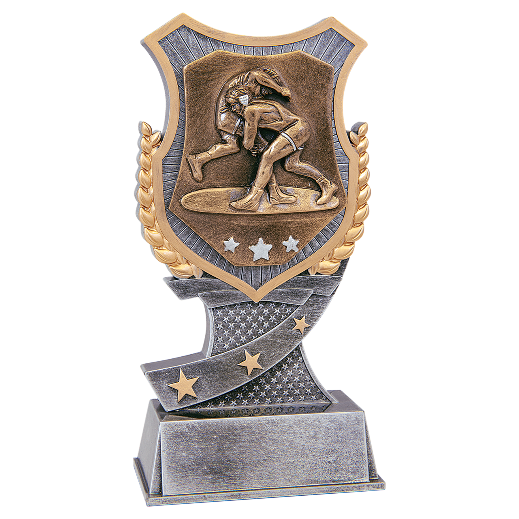 Wrestling Champion Award Trophy with Star Base and Laurel Accents - Perfect for Youth and High School Wrestlers