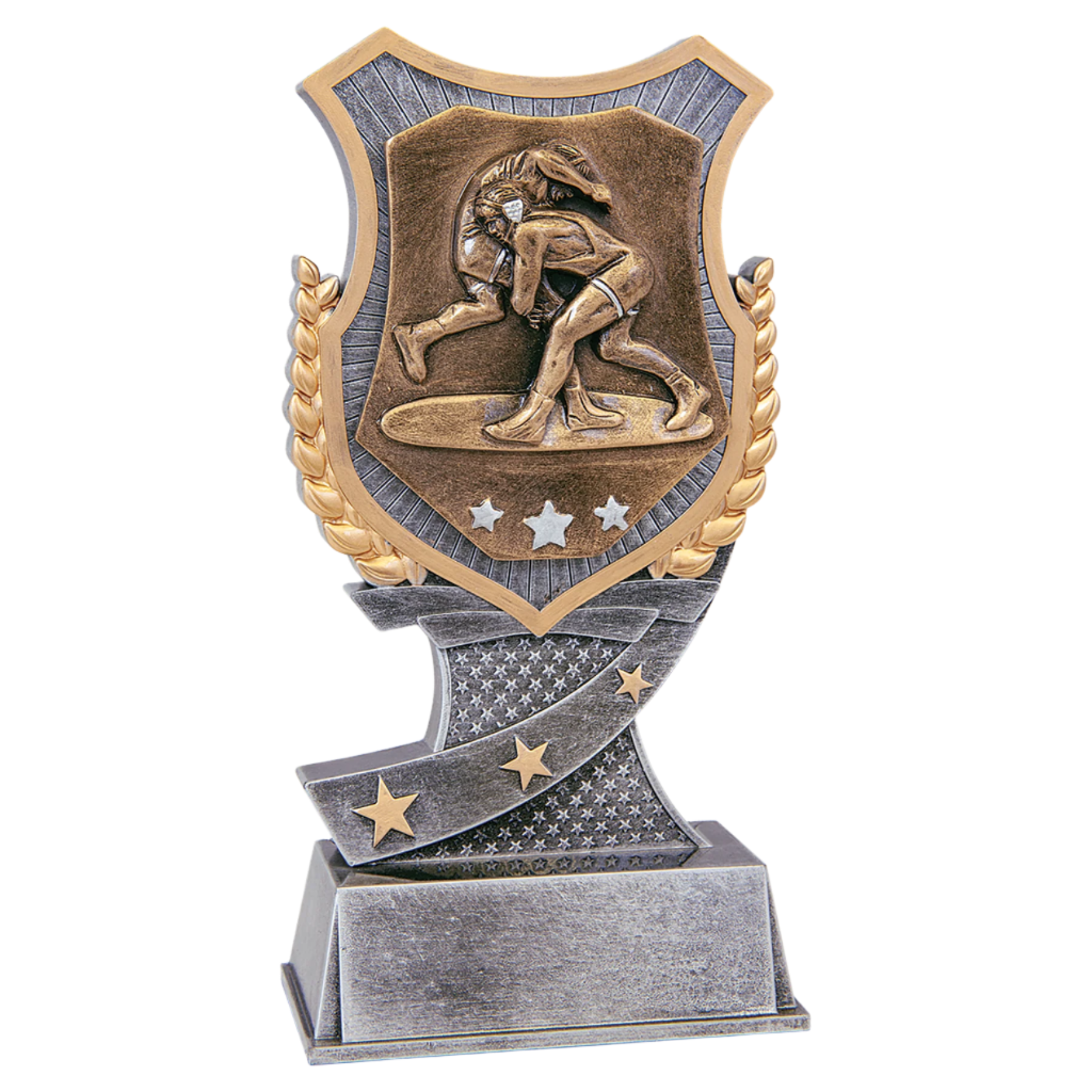 Shield Wrestling Trophy for Competitions and MVP Awards - Custom Engraved Wrestling Gift for Coaches and Athletes