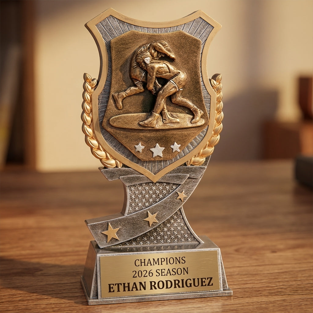 Personalized Wrestling Trophy 7" - Custom Engraved SA for Team, Coach & MVP - View 2