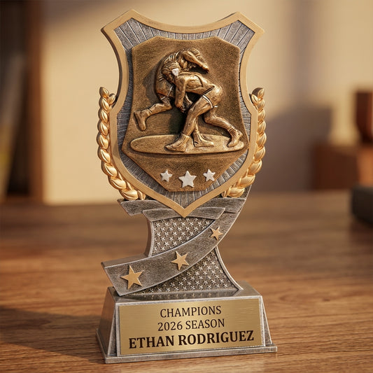 Personalized Wrestling Trophy 7" - Custom Engraved SA for Team, Coach & MVP - View 2
