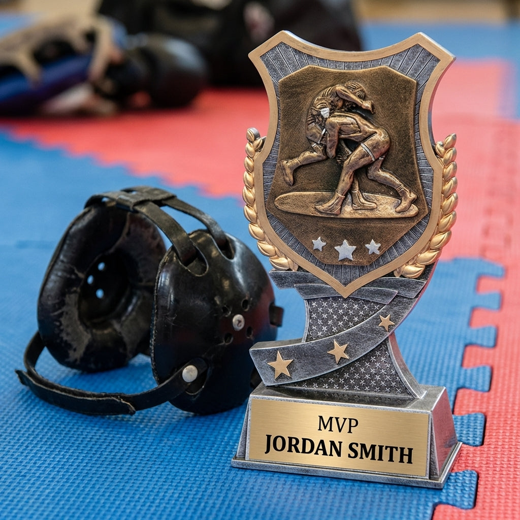 Personalized Wrestling Trophy 7" - Custom Engraved SA for Team, Coach & MVP - View 3