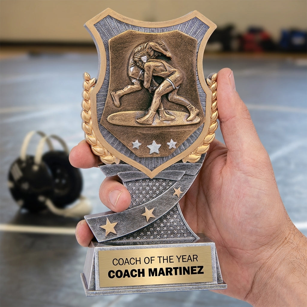 Personalized Wrestling Trophy 7" - Custom Engraved SA for Team, Coach & MVP - View 5