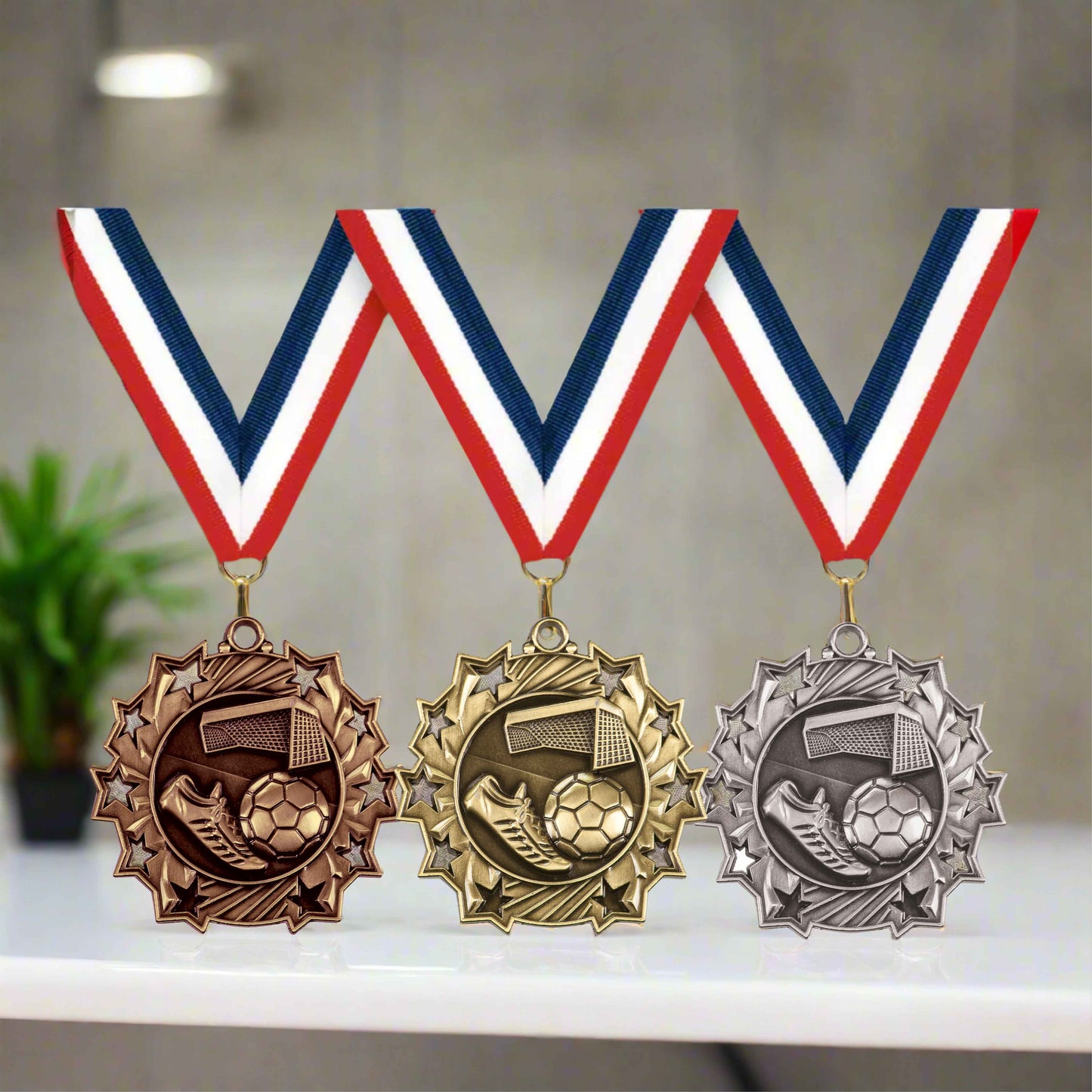 Personalized Soccer Team Medals, Soccer Player Medallions with Neck Ribbon, Soccer Player Awards for Players and Coaches -...