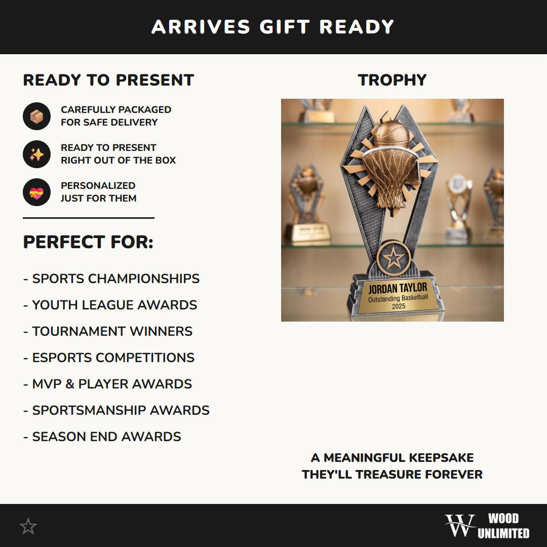 Personalized Basketball Trophy | Custom SunRay Awards Award 7" | Laser Engraved Gold Name Plate | Team MVP Recognition Gift