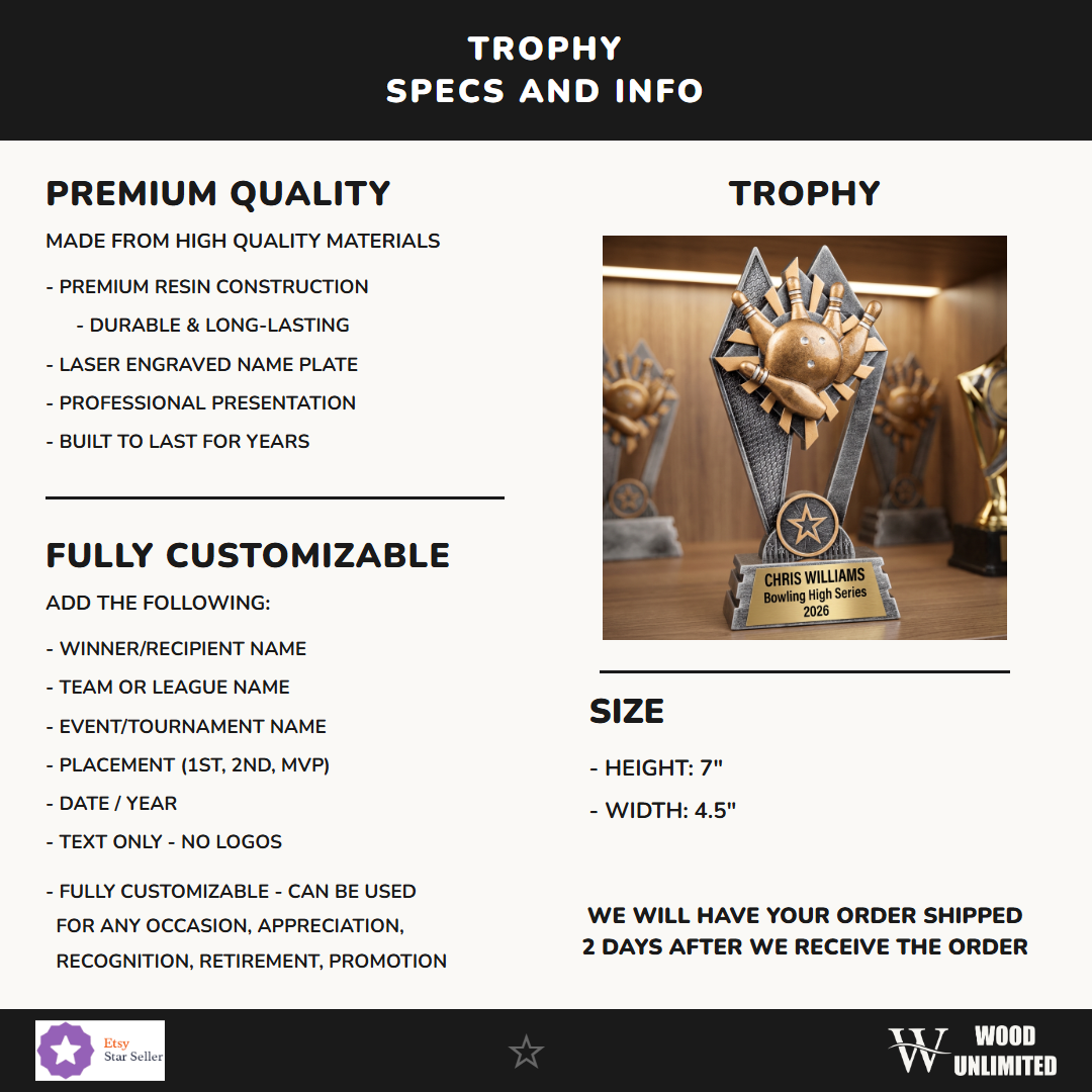 Bowling trophy specifications