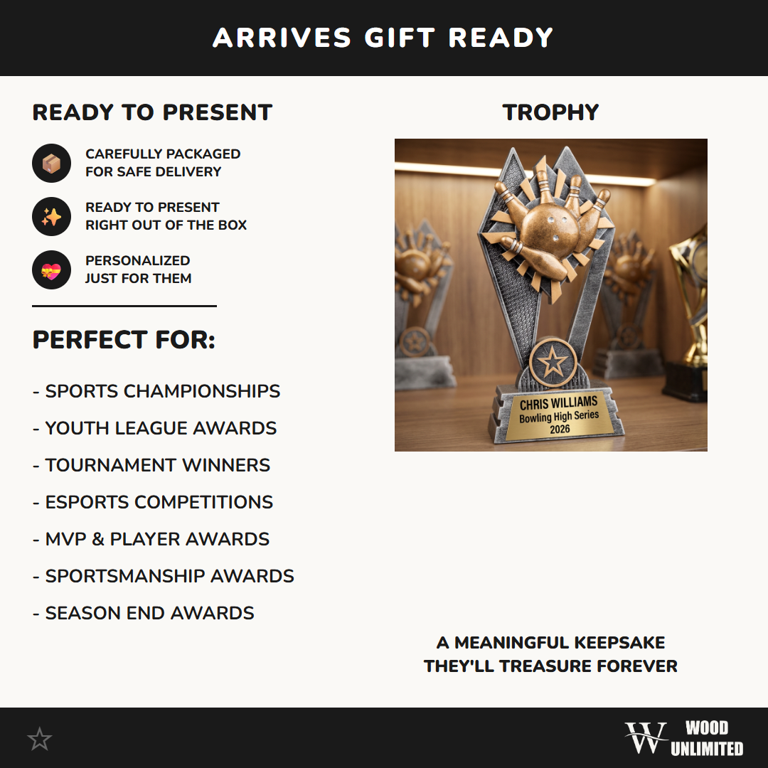 Personalized Bowling Trophy | Custom SunRay Awards Award 7" | Laser Engraved Gold Name Plate | Team MVP Recognition Gift