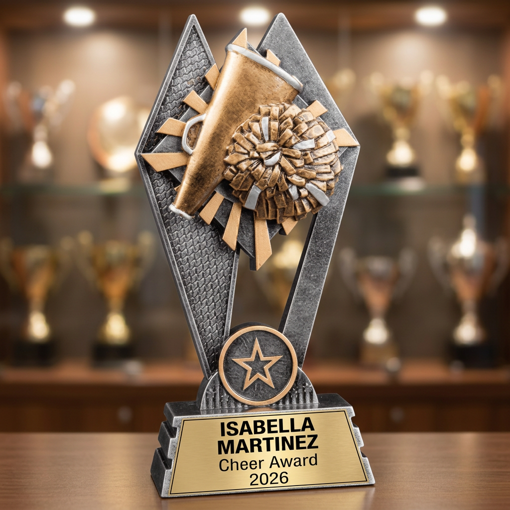 Cheer Trophy | Personalized Cheerleading Award | Custom Engraved Name Plate | Cheerleader Gift | End of Season Recognition - View 1