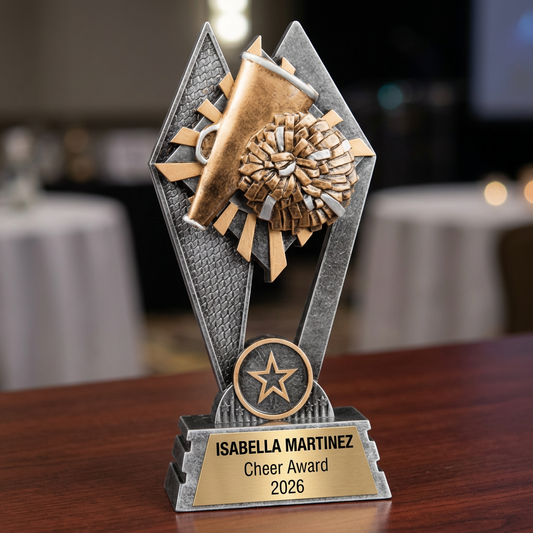 Cheer Trophy | Personalized Cheerleading Award | Custom Engraved Name Plate | Cheerleader Gift | End of Season Recognition - View 2