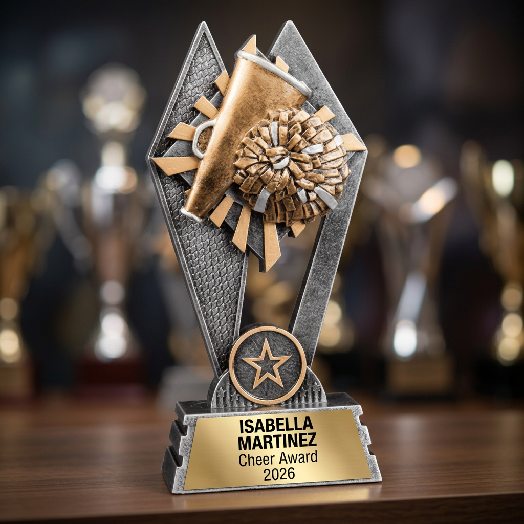 Cheer Trophy | Personalized Cheerleading Award | Custom Engraved Name Plate | Cheerleader Gift | End of Season Recognition - View 4