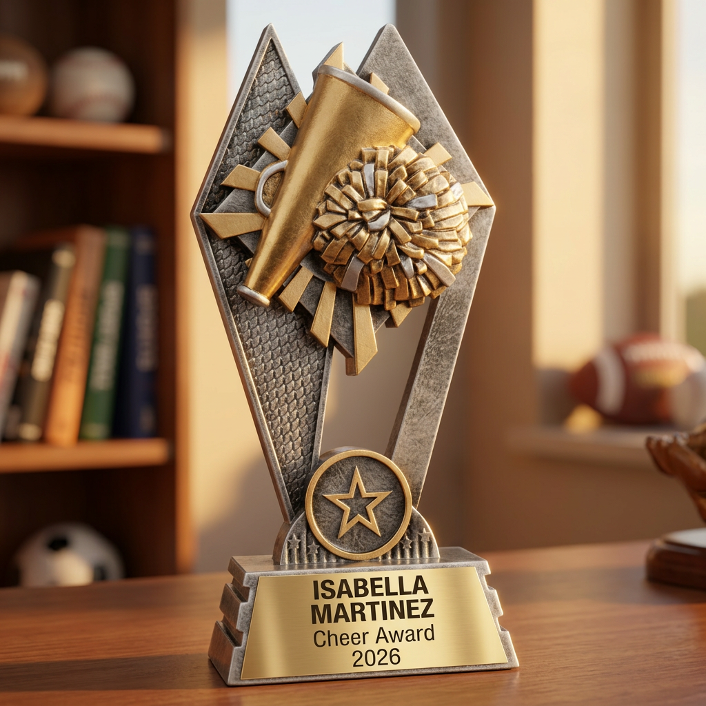 Cheer Trophy | Personalized Cheerleading Award | Custom Engraved Name Plate | Cheerleader Gift | End of Season Recognition - View 5