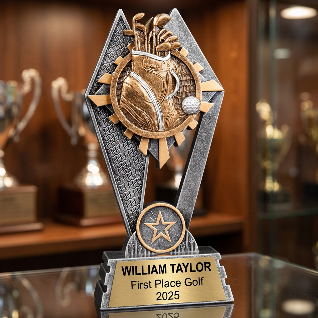 Golf Trophy | Personalized Golf Award | Custom Engraved Name Plate | Golf Tournament Trophy | Achievement Recognition | Golfer Gift - View 1