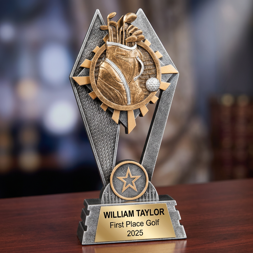 Golf Trophy | Personalized Golf Award | Custom Engraved Name Plate | Golf Tournament Trophy | Achievement Recognition | Golfer Gift - View 2