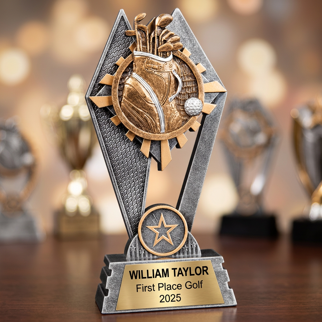 Golf Trophy | Personalized Golf Award | Custom Engraved Name Plate | Golf Tournament Trophy | Achievement Recognition | Golfer Gift - View 4