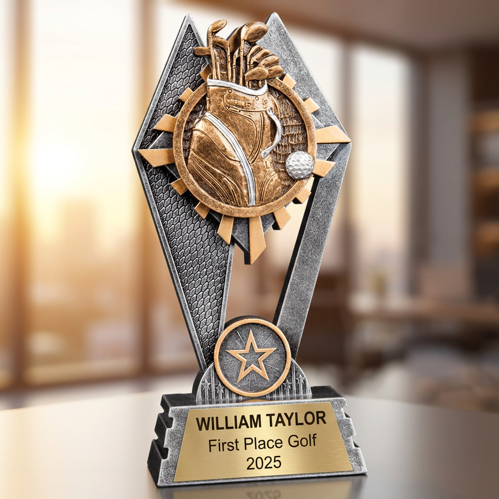 Golf Trophy | Personalized Golf Award | Custom Engraved Name Plate | Golf Tournament Trophy | Achievement Recognition | Golfer Gift - View 5