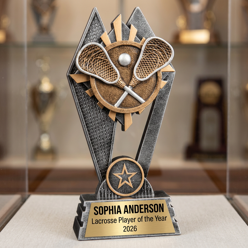 Lacrosse Trophy | Personalized Lacrosse Award | Custom Engraved Name Plate | Lacrosse MVP Trophy | Lacrosse Gift - View 1