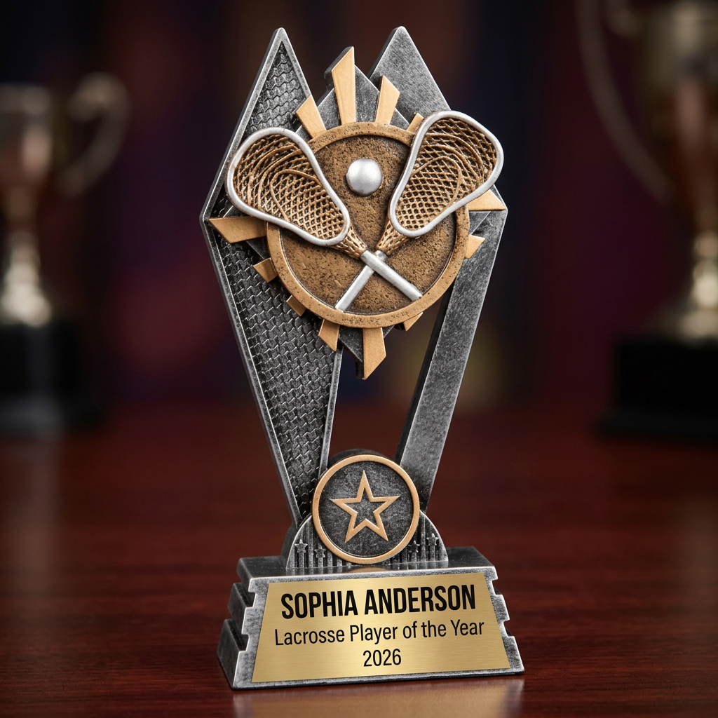 Lacrosse Trophy | Personalized Lacrosse Award | Custom Engraved Name Plate | Lacrosse MVP Trophy | Lacrosse Gift - View 2