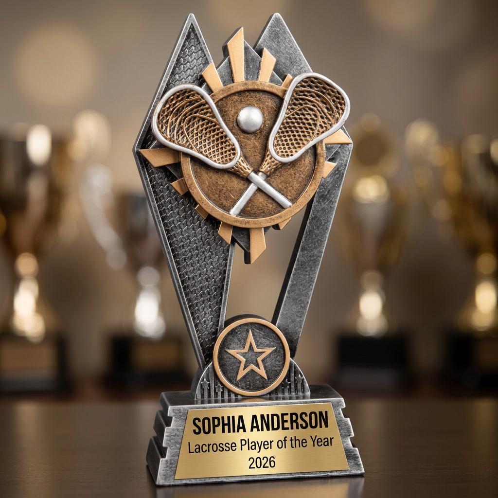 Lacrosse Trophy | Personalized Lacrosse Award | Custom Engraved Name Plate | Lacrosse MVP Trophy | Lacrosse Gift - View 4