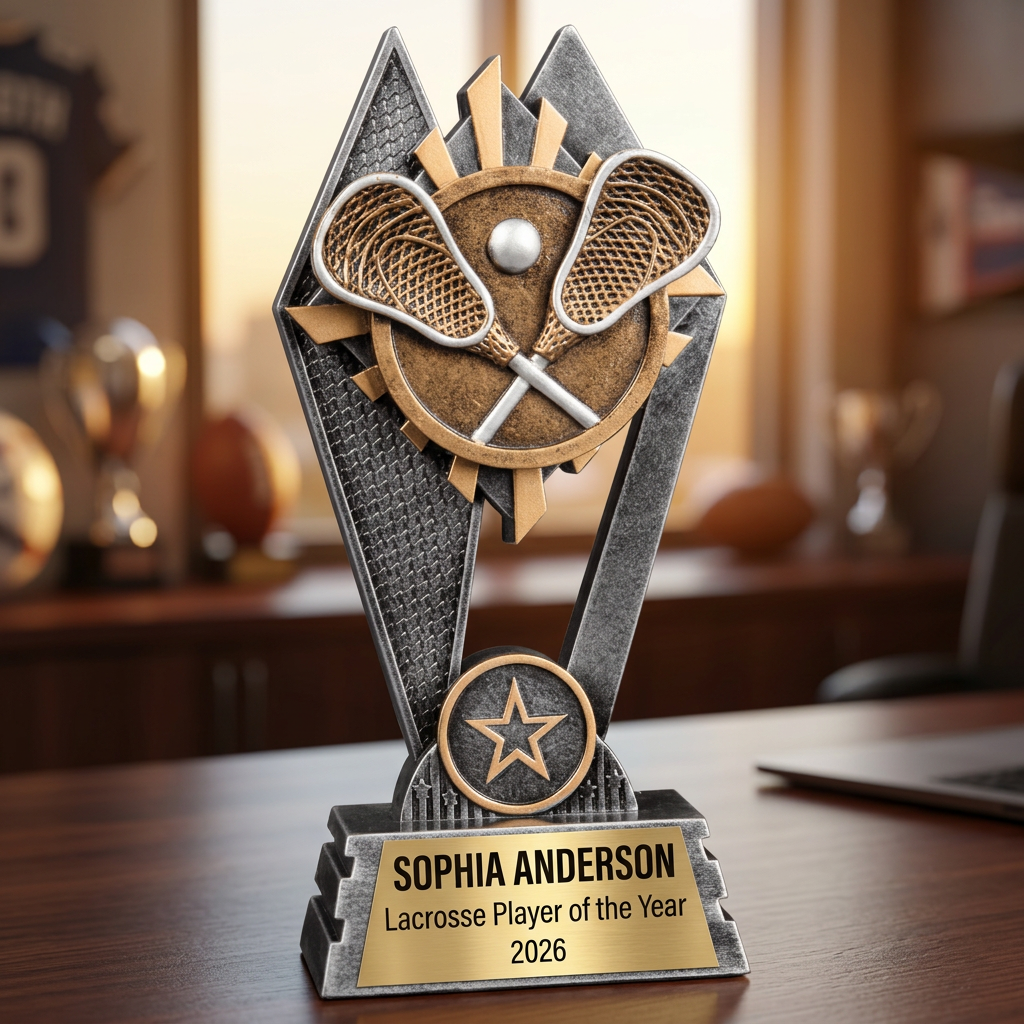Lacrosse Trophy | Personalized Lacrosse Award | Custom Engraved Name Plate | Lacrosse MVP Trophy | Lacrosse Gift - View 5