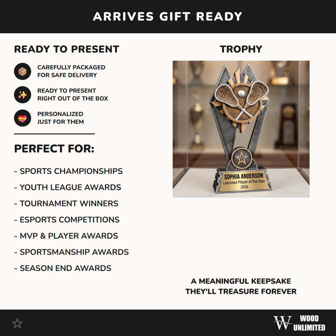 Lacrosse Trophy | Personalized Lacrosse Award | Custom Engraved Name Plate | Lacrosse MVP Trophy | Lacrosse Gift