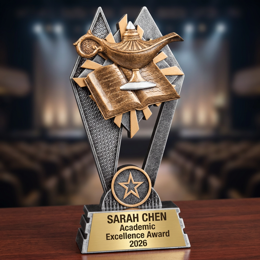 Lamp of Knowledge Trophy | Personalized Academic Award | Custom Engraved Name Plate | Student Achievement Gift - View 2