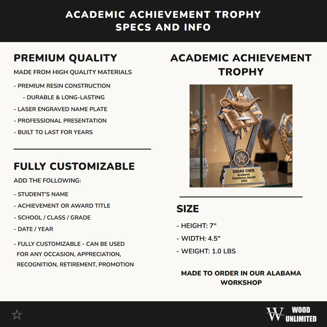 Lamp of Knowledge Trophy | Personalized Academic Award | Custom Engraved Name Plate | Student Achievement Gift