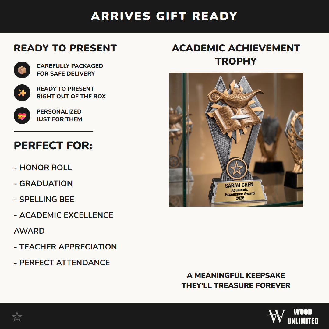 Lamp of Knowledge Trophy | Personalized Academic Award | Custom Engraved Name Plate | Student Achievement Gift
