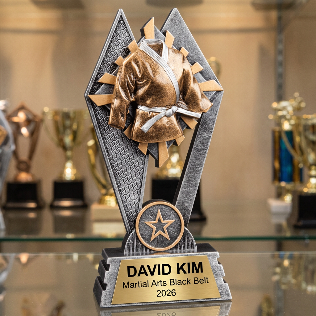 Martial Arts Trophy | Personalized Karate Award | Custom Taekwondo Gift | Laser Engraved Name Plate | Martial Arts Tournament Trophy - View 1