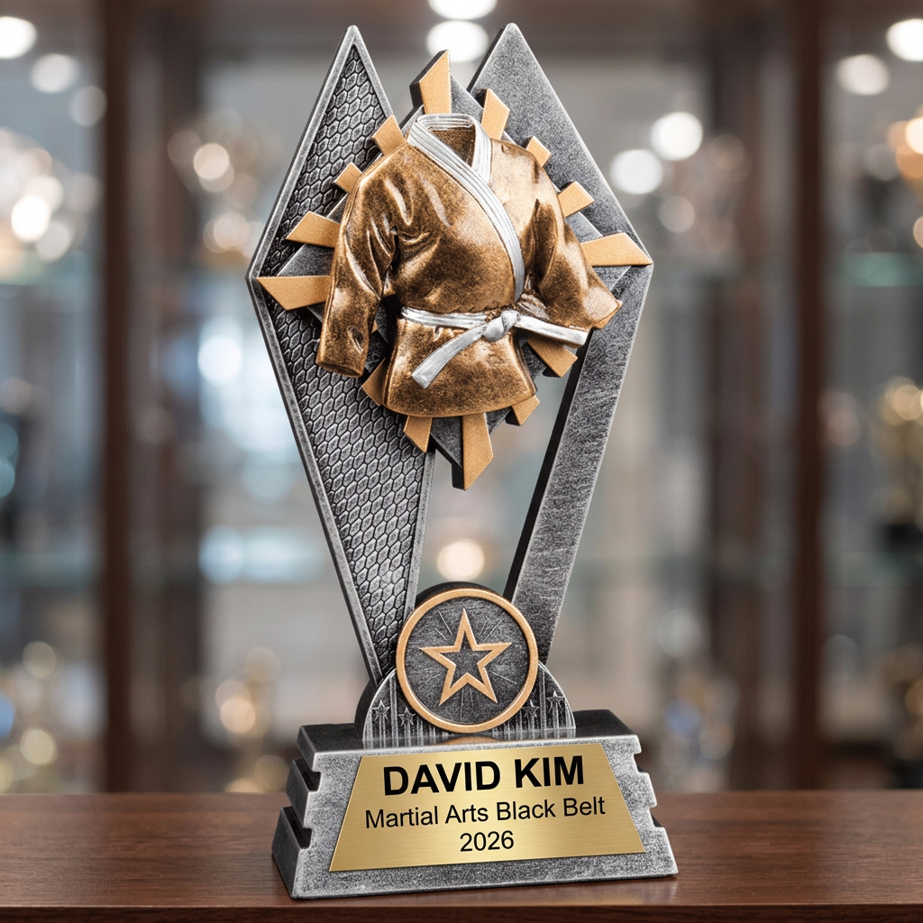 Martial Arts Trophy | Personalized Karate Award | Custom Taekwondo Gift | Laser Engraved Name Plate | Martial Arts Tournament Trophy - View 4