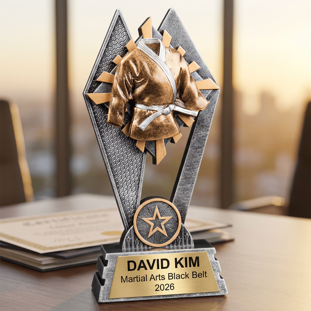 Martial Arts Trophy | Personalized Karate Award | Custom Taekwondo Gift | Laser Engraved Name Plate | Martial Arts Tournament Trophy - View 5
