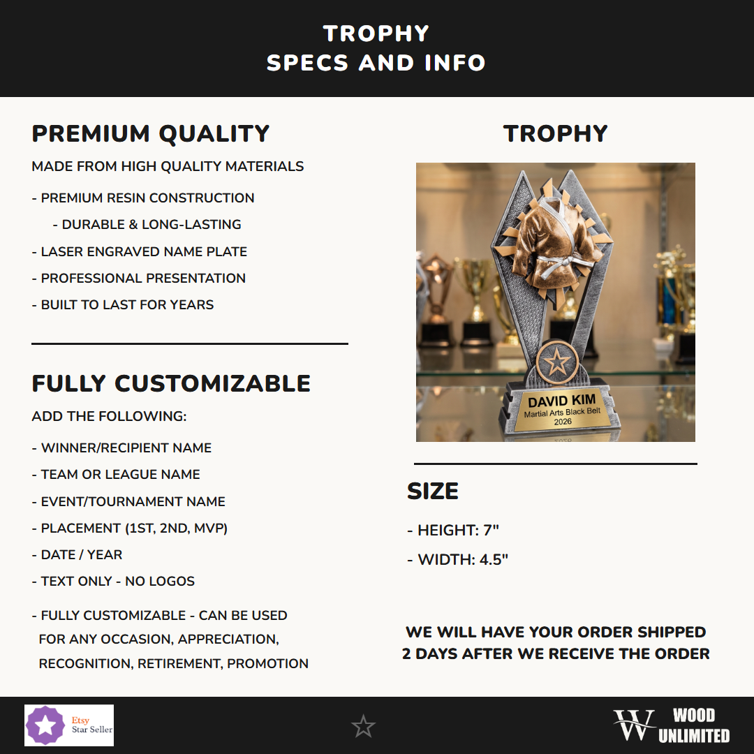 Martial Arts trophy specifications