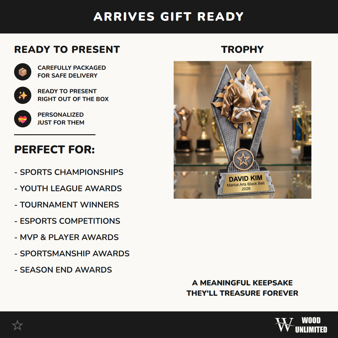 Martial Arts Trophy | Personalized Karate Award | Custom Taekwondo Gift | Laser Engraved Name Plate | Martial Arts Tournament Trophy