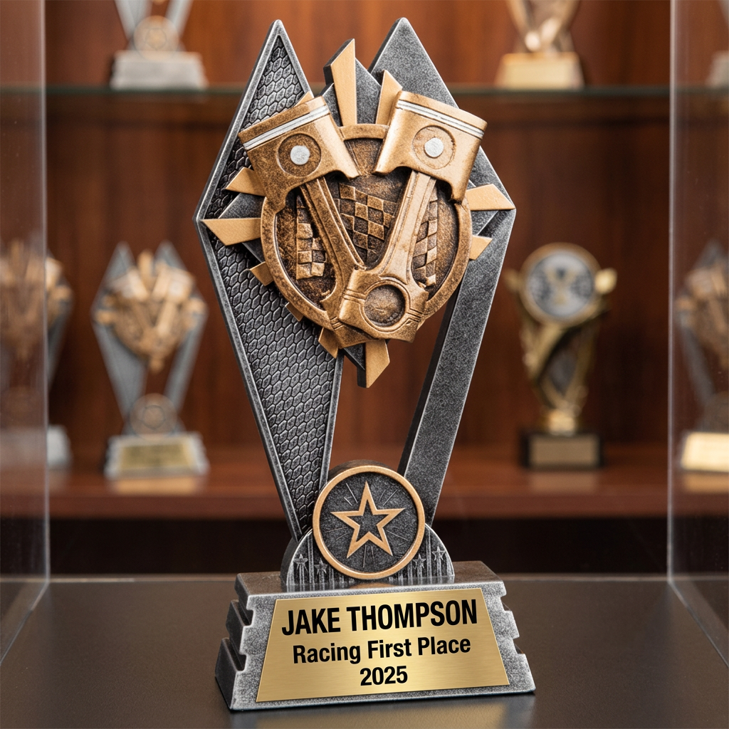 Personalized Racing Trophy | Custom SunRay Awards Award 7" | Laser Engraved Gold Name Plate | Team MVP Recognition Gift - View 1