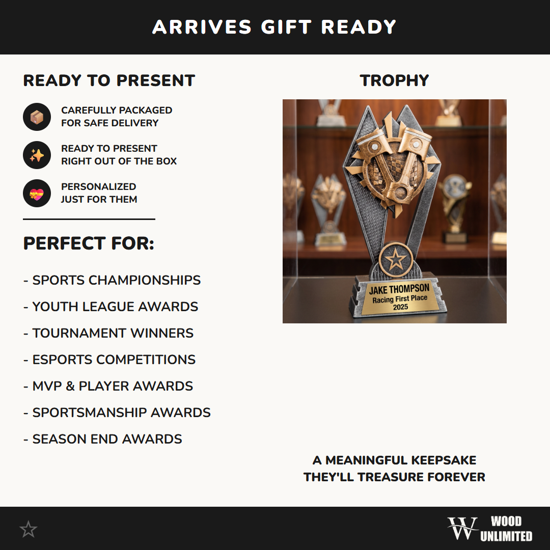 Personalized Racing Trophy | Custom SunRay Awards Award 7" | Laser Engraved Gold Name Plate | Team MVP Recognition Gift