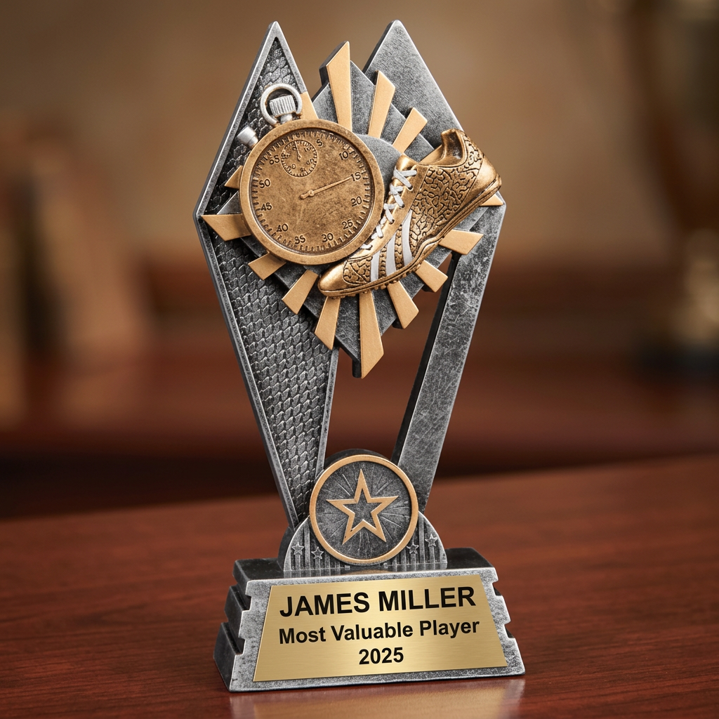 Track & Field Trophy | Personalized Award | Custom Engraved Nameplate | Sports Achievement Gift | Running Competition - View 2