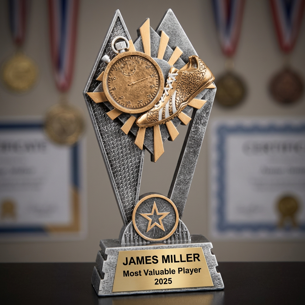 Track & Field Trophy | Personalized Award | Custom Engraved Nameplate | Sports Achievement Gift | Running Competition - View 3