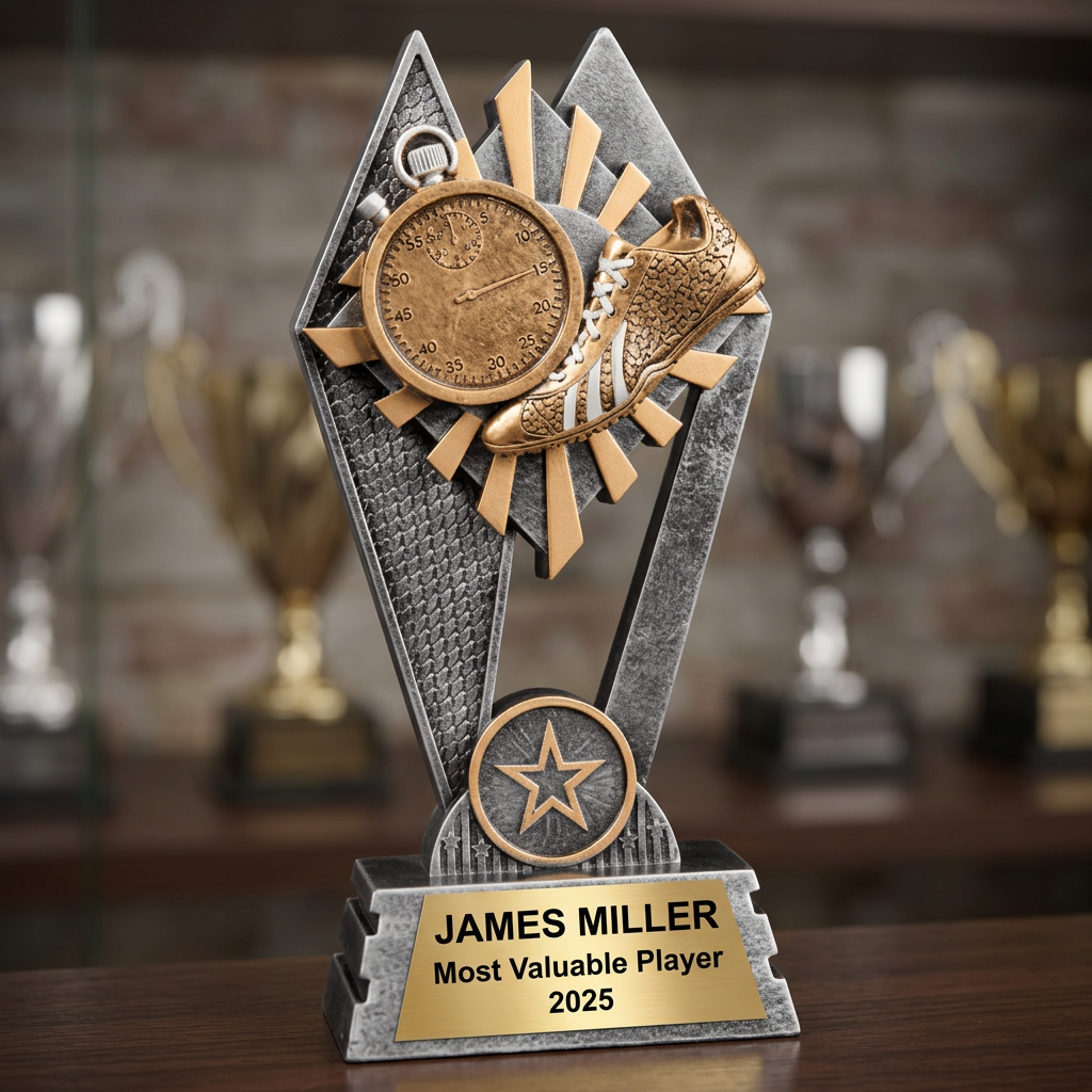 Track & Field Trophy | Personalized Award | Custom Engraved Nameplate | Sports Achievement Gift | Running Competition - View 4