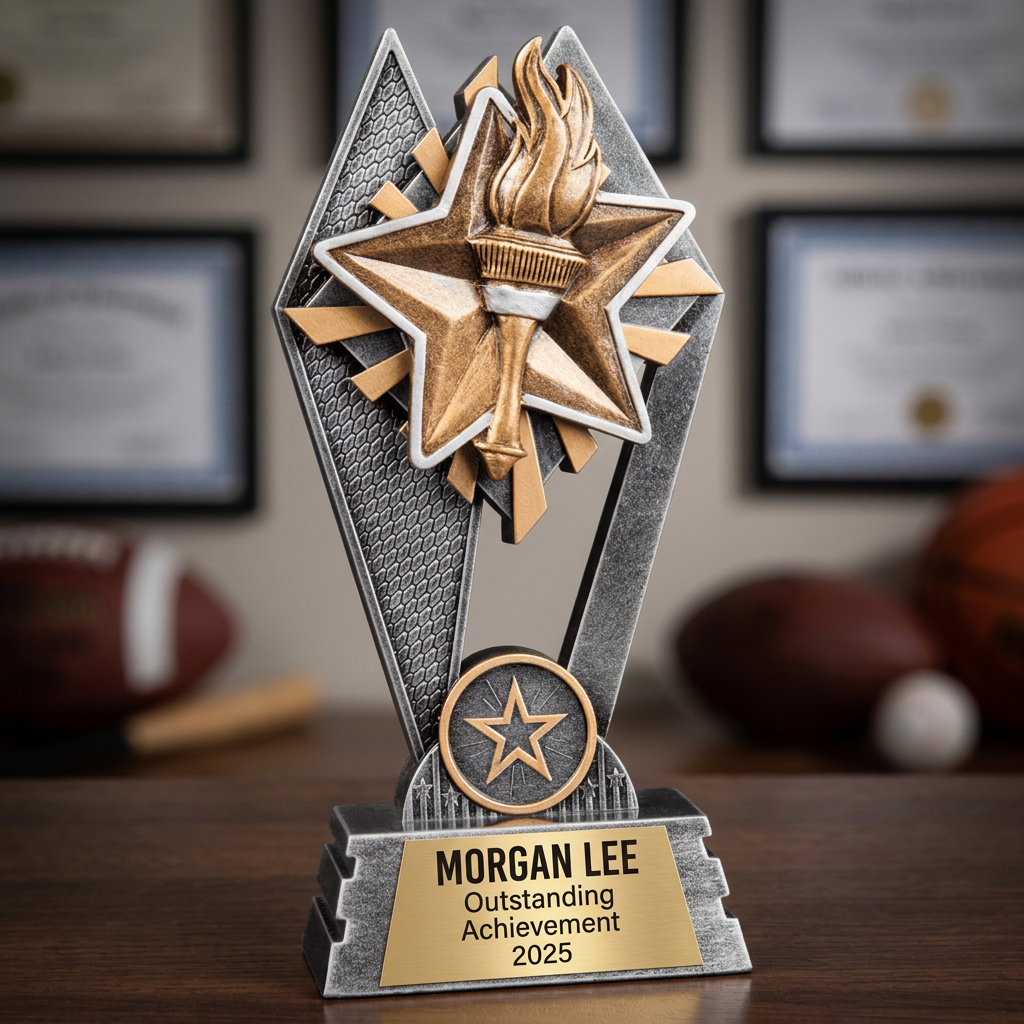 Victory Trophy | Personalized Award | Custom Engraved Name Plate | Sports Achievement Gift | Recognition Trophy - View 3