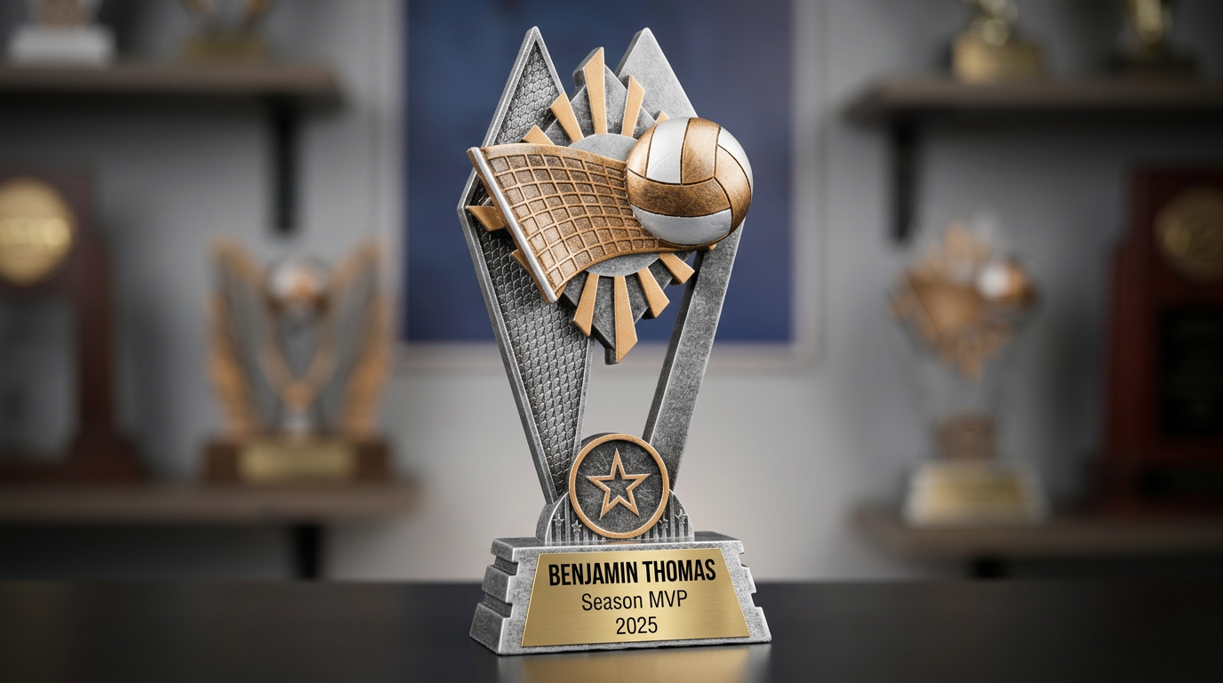 Volleyball Trophy | Personalized Volleyball Award | Custom Engraved Name Plate | Volleyball Team Gift | MVP Trophy - View 3