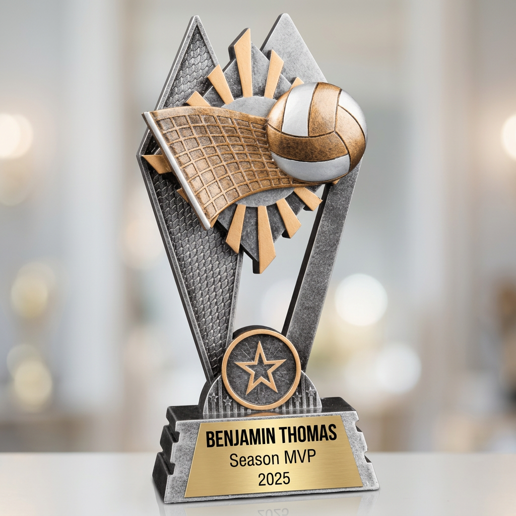 Volleyball Trophy | Personalized Volleyball Award | Custom Engraved Name Plate | Volleyball Team Gift | MVP Trophy - View 4