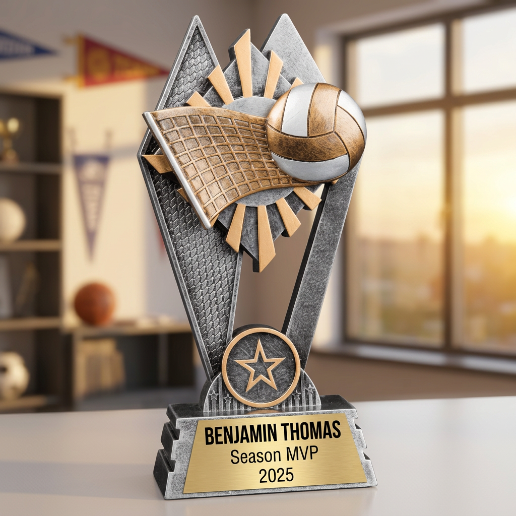Volleyball Trophy | Personalized Volleyball Award | Custom Engraved Name Plate | Volleyball Team Gift | MVP Trophy - View 5