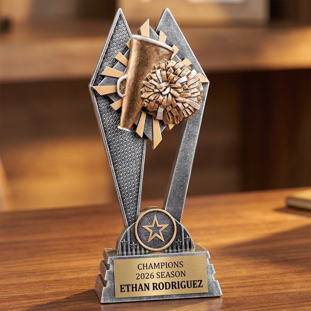 Personalized Cheer Trophy 8" - Custom Engraved SR for Team, Coach & MVP - View 2