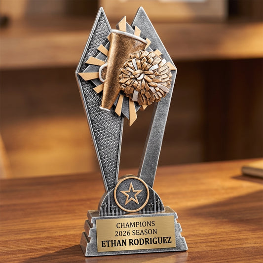 Personalized Cheer Trophy 8" - Custom Engraved SR for Team, Coach & MVP - View 2