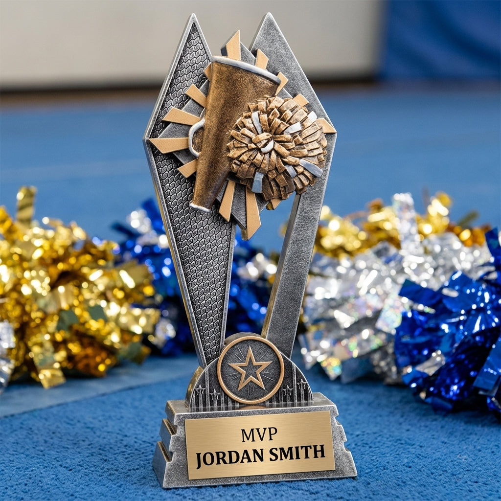 Personalized Cheer Trophy 8" - Custom Engraved SR for Team, Coach & MVP - View 3