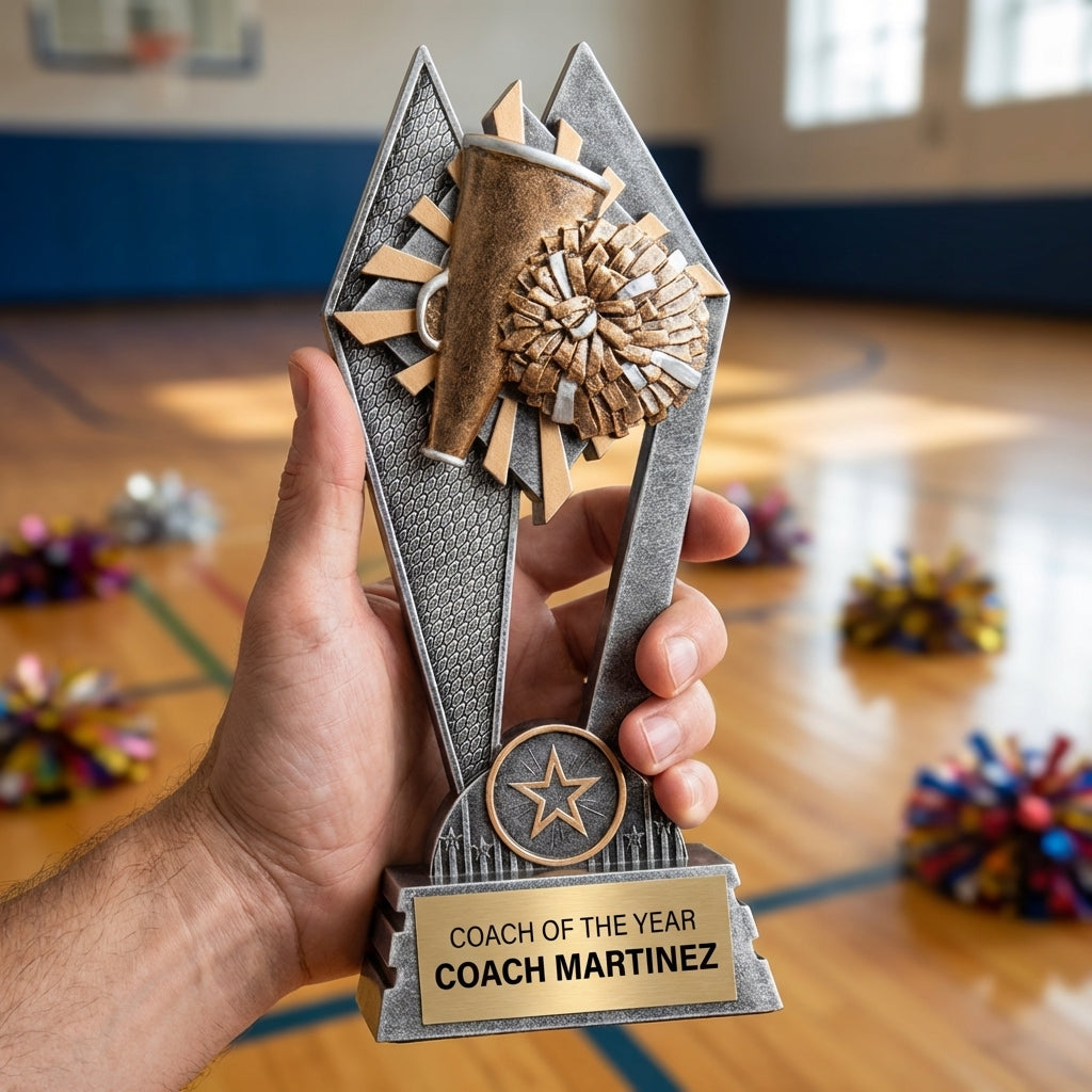 Personalized Cheer Trophy 8" - Custom Engraved SR for Team, Coach & MVP - View 5