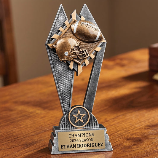 Personalized Football Trophy 8" - Custom Engraved SR for Team, Coach & MVP - View 2