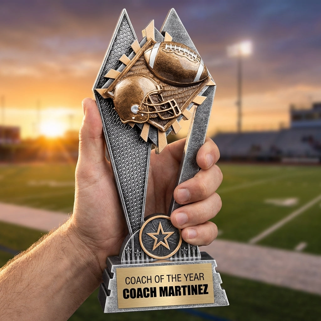 Personalized Football Trophy 8" - Custom Engraved SR for Team, Coach & MVP - View 5