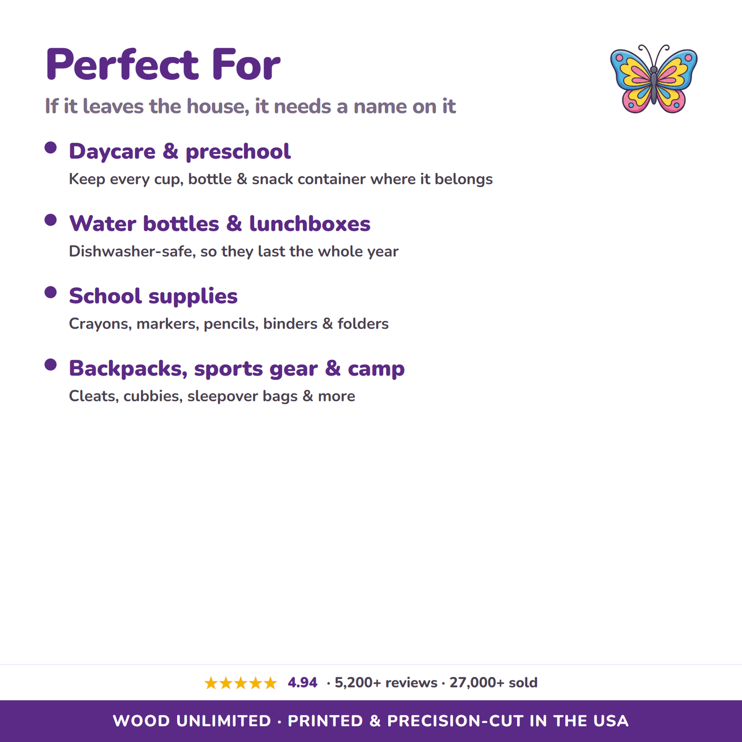 Butterfly & Floral name labels for daycare school and gifts