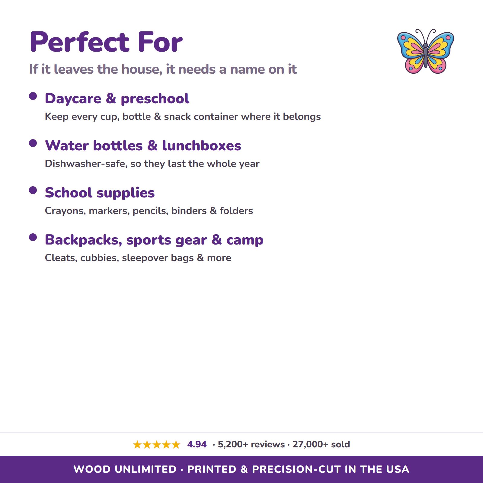 Butterfly & Floral name labels for daycare school and gifts